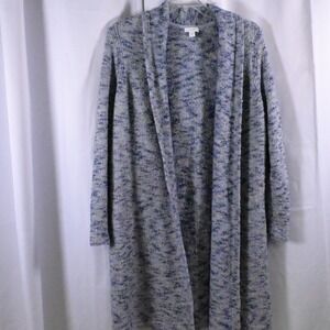Pure Jill Gray Space-Dyed Open Front Long Cardigan Women's Medium